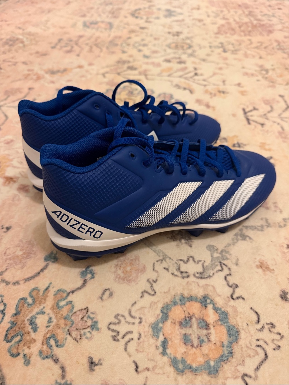 adidas Blue Adizero Athletic Cleats with White Stripes